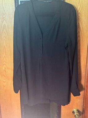 White House Black Market Sheer Top Size 14 Button Front Open Back Blouse Elegant
